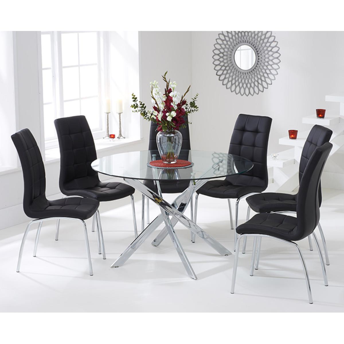 Denver 120cm Glass Dining Table With 4 Red Enzo Chairs – image 6
