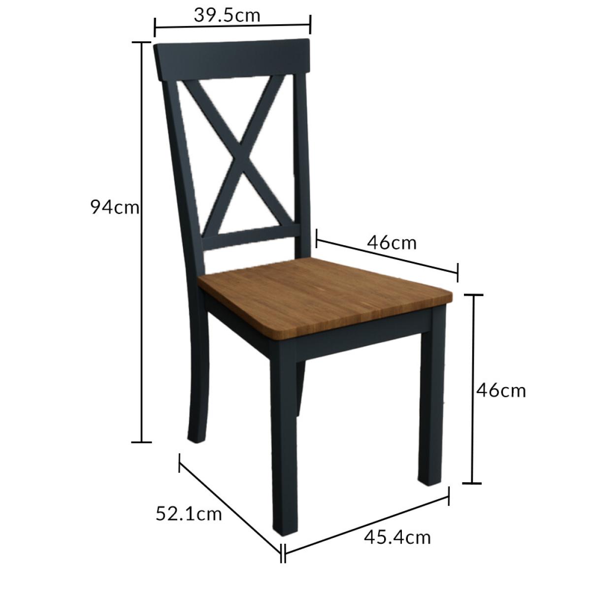 Hertford 120cm Oak and Dark Blue Painted Round Pedestal Table With 6 Rustic Hertford Chairs – image 16