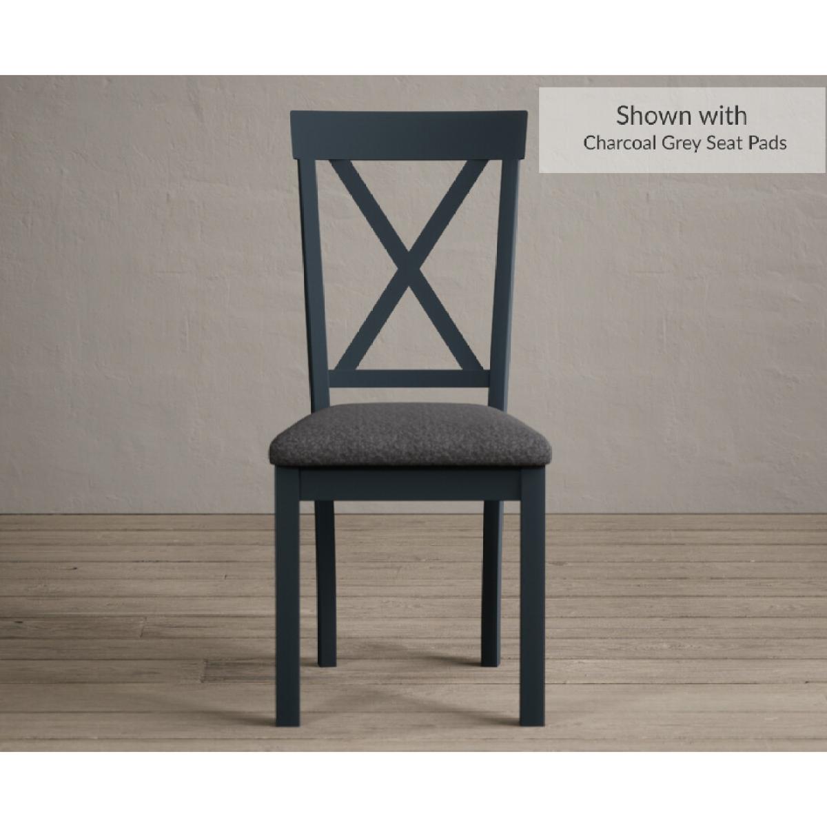 Hertford 120cm Oak and Dark Blue Painted Round Pedestal Table With 6 Rustic Hertford Chairs – image 4