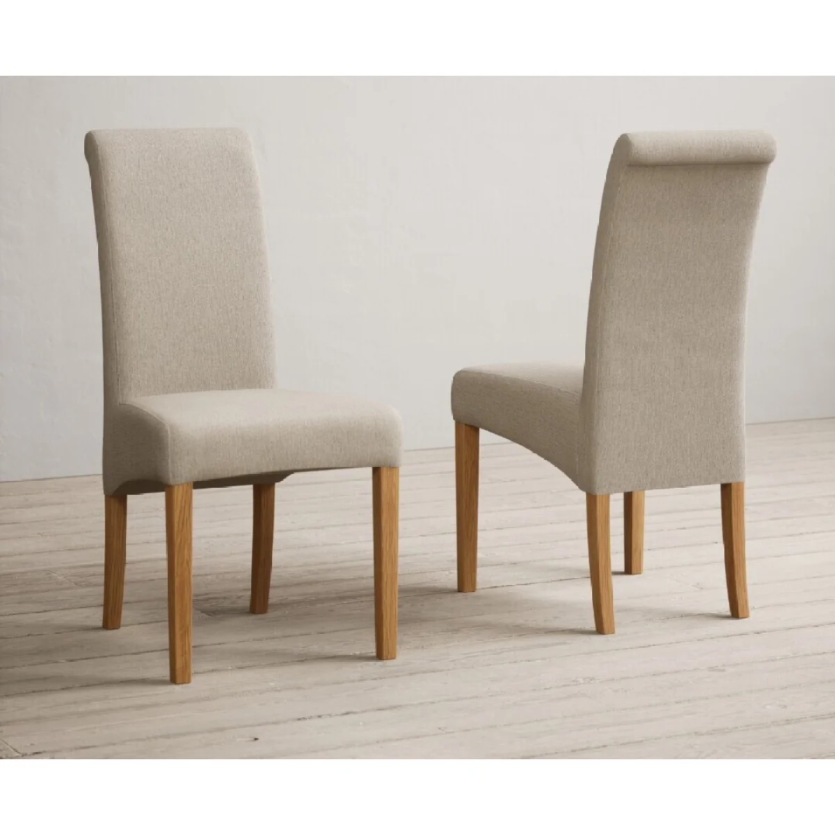 Thetford 150cm Oak Dining Table with 4 Natural Scroll Back Chairs – image 7