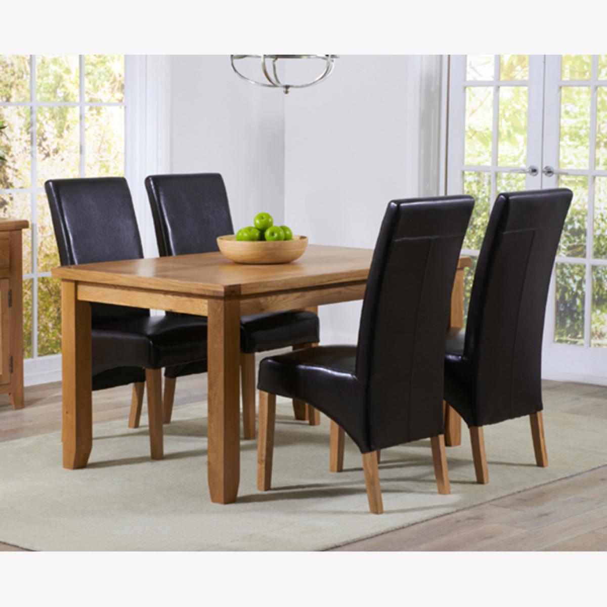 Yateley 140cm Oak Dining Table With 4 Cream Cannes Chairs