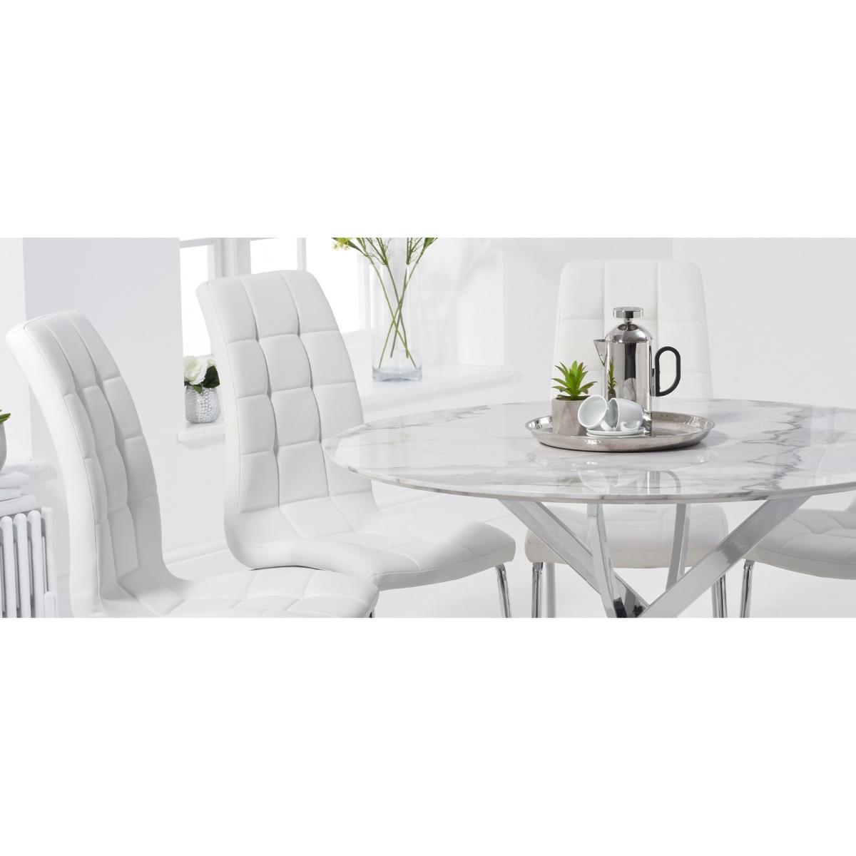 Carter 120cm Round White Marble Table with Calgary Chairs - Cream, 4 Chairs – image 10