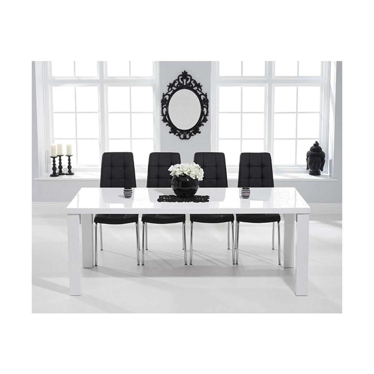 Ex-display Atlanta 200cm White High Gloss Dining Table With 4 WHITE Calgary Chairs