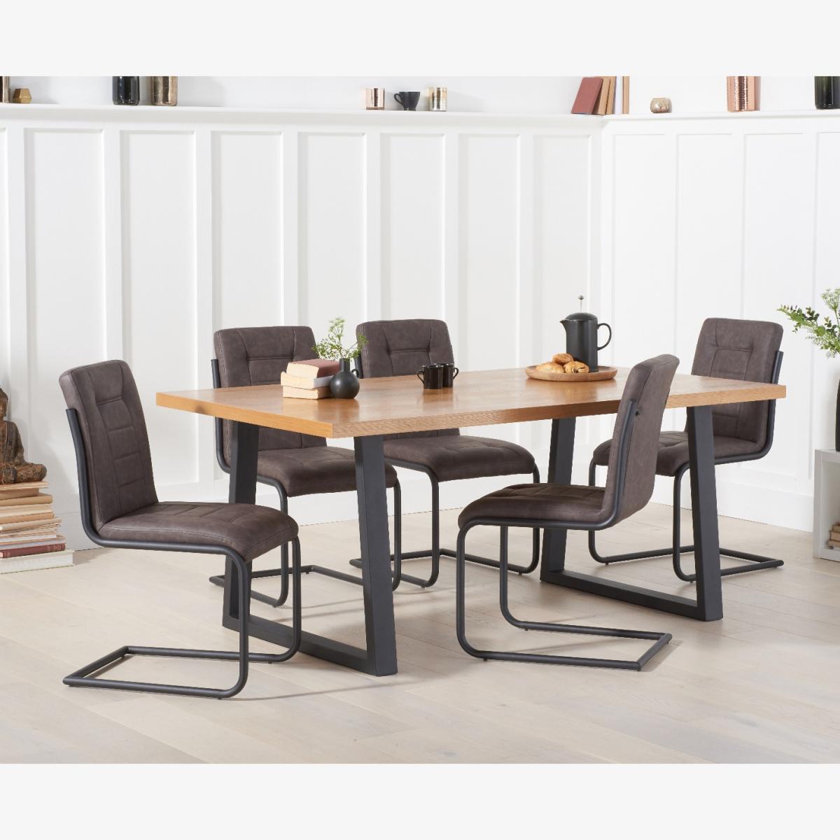 Urban 180cm Industrial Dining Table With 8 Brown Alexa Dining Chairs