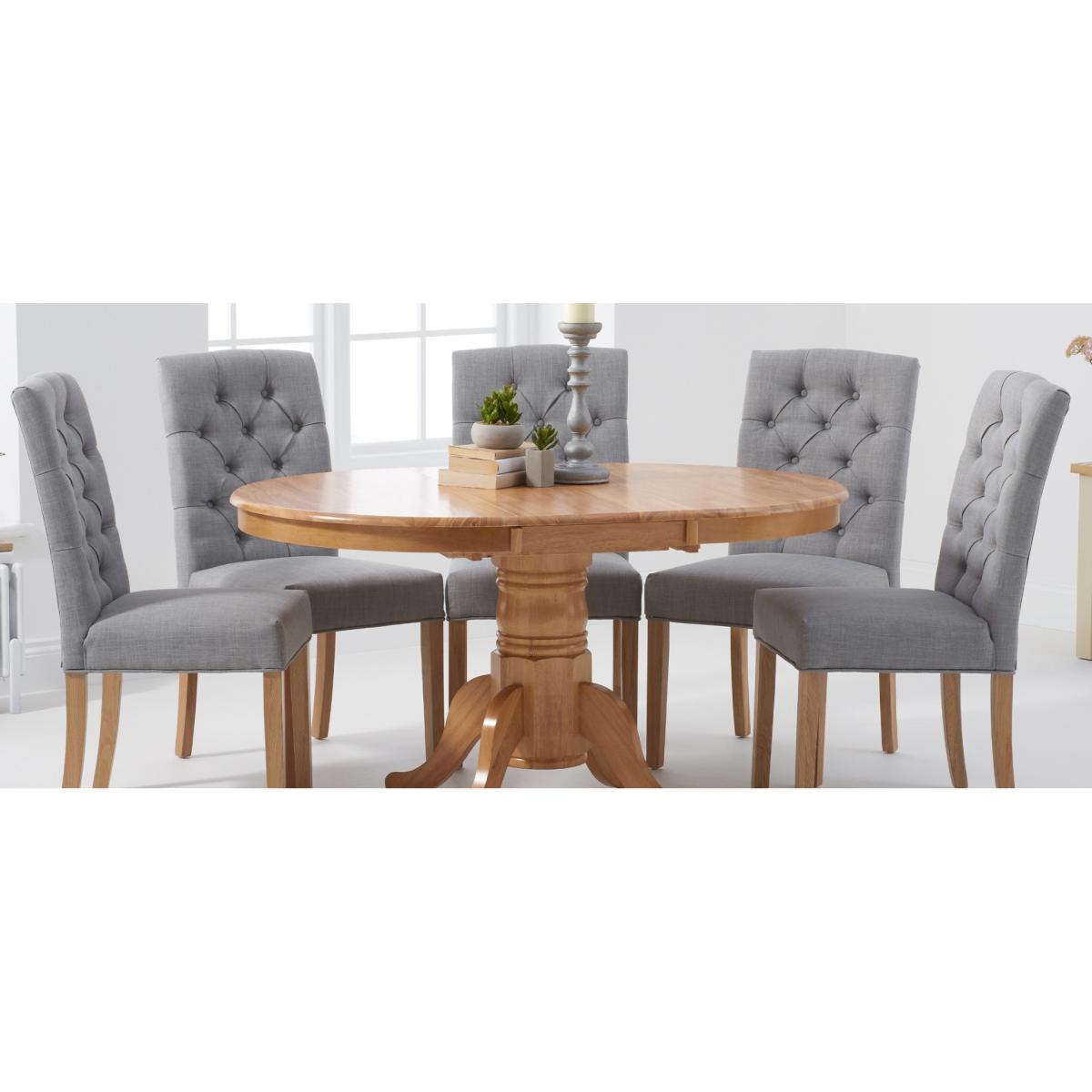 Extending Epsom Oak Pedestal Table with 4 Natural Isabella Chairs – image 10