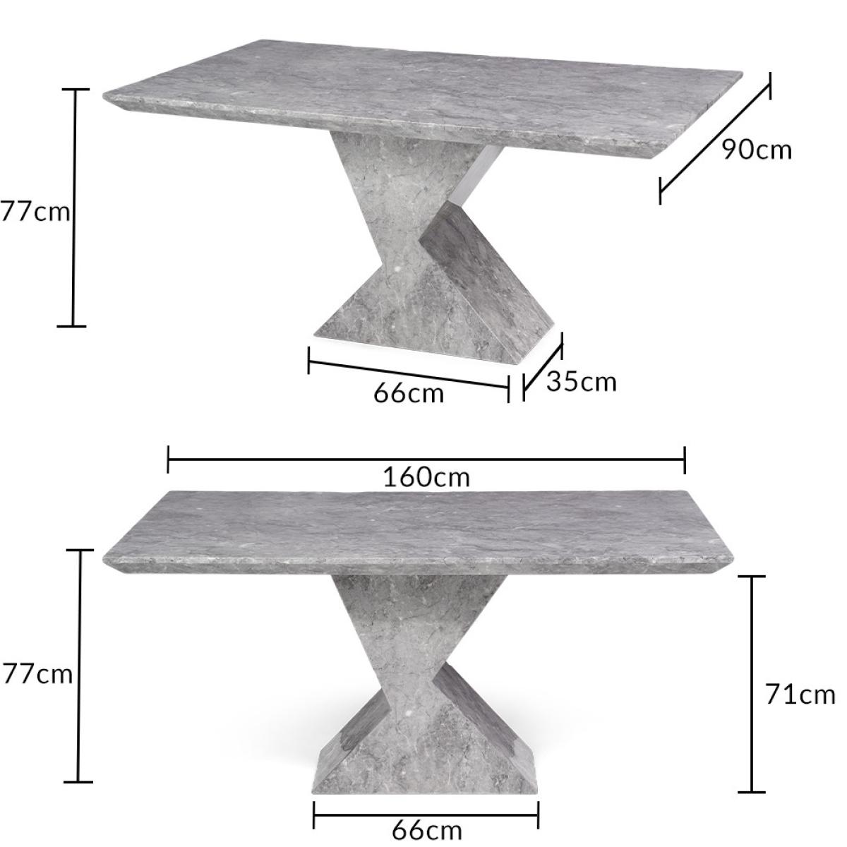 Aaron 160cm Grey Marble Dining Table With 4 Black Hampstead Dining Chairs – image 22