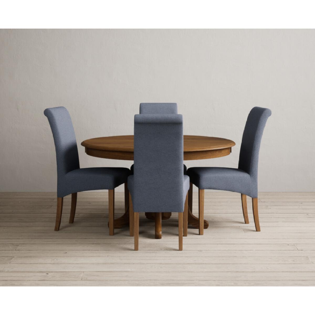 Hertford 120cm Fixed Top Rustic Oak Dining Table with 4 Natural Scroll Back Chairs – image 11
