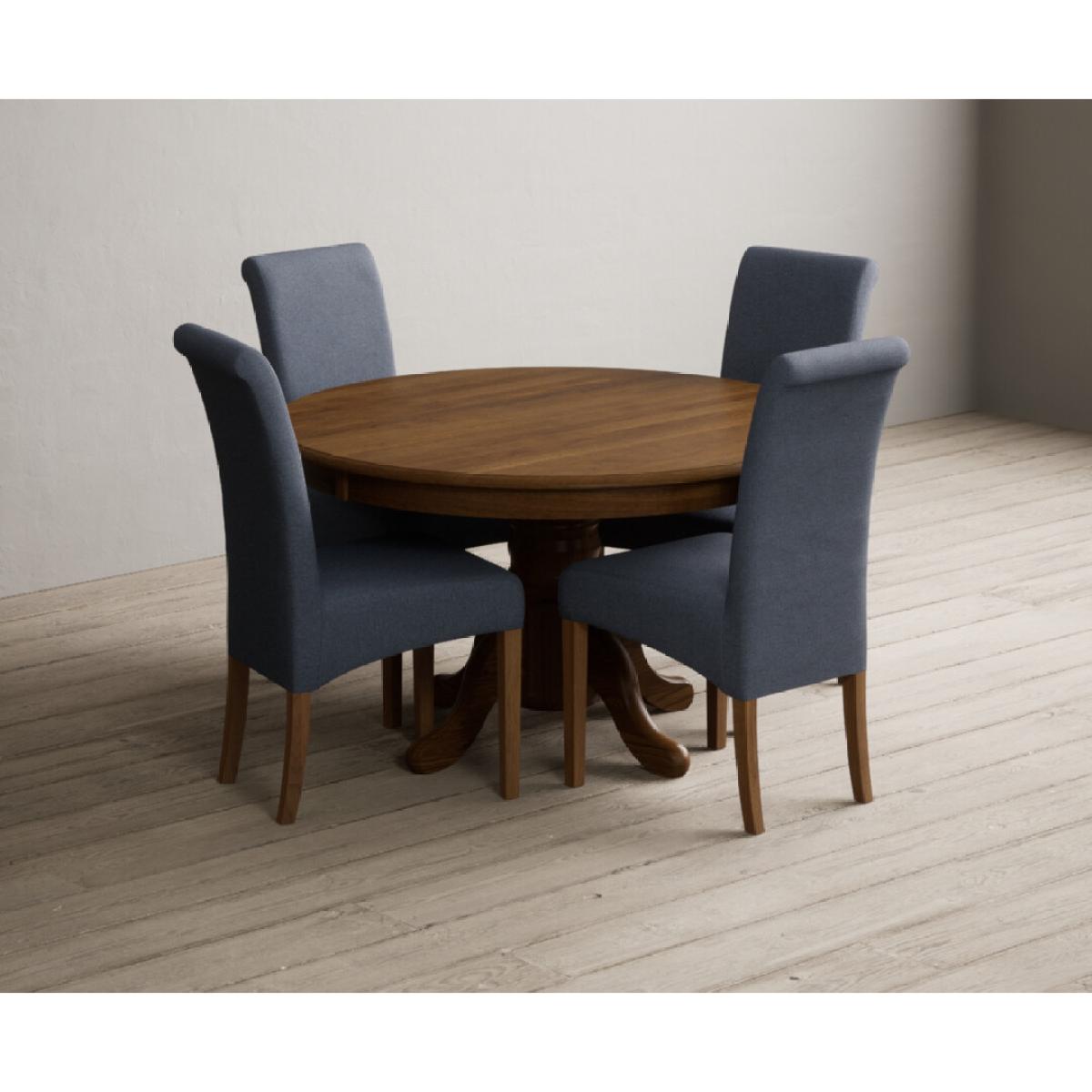 Hertford 120cm Fixed Top Rustic Oak Dining Table with 4 Natural Scroll Back Chairs – image 12