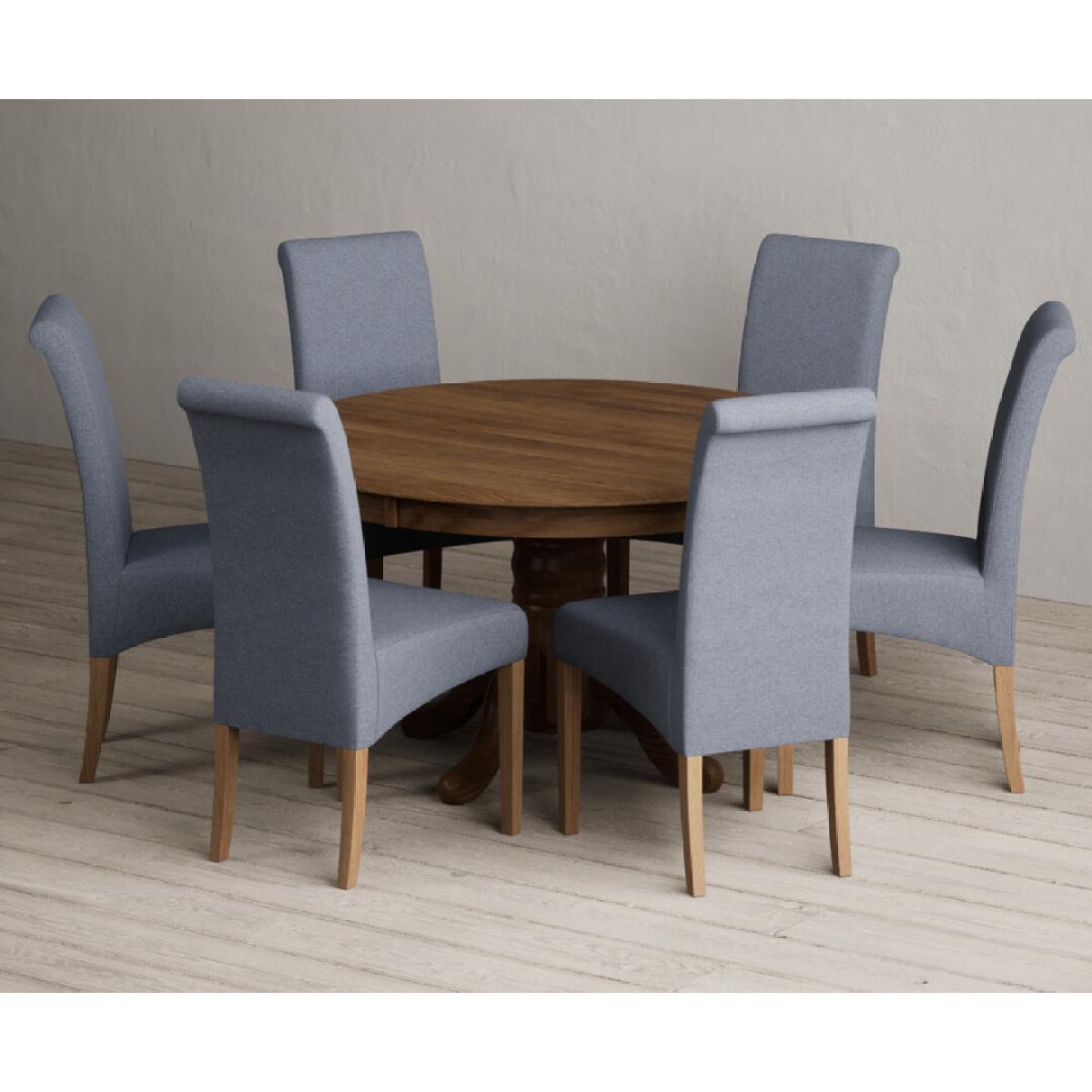 Hertford 120cm Fixed Top Rustic Oak Dining Table with 4 Natural Scroll Back Chairs – image 13