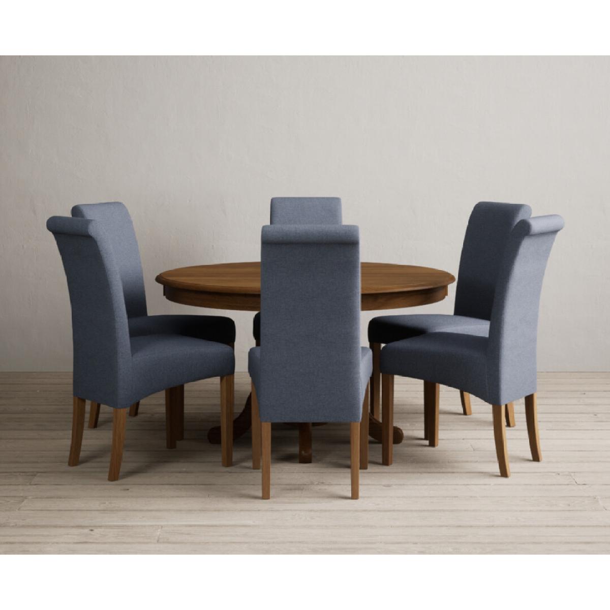 Hertford 120cm Fixed Top Rustic Oak Dining Table with 4 Natural Scroll Back Chairs – image 14