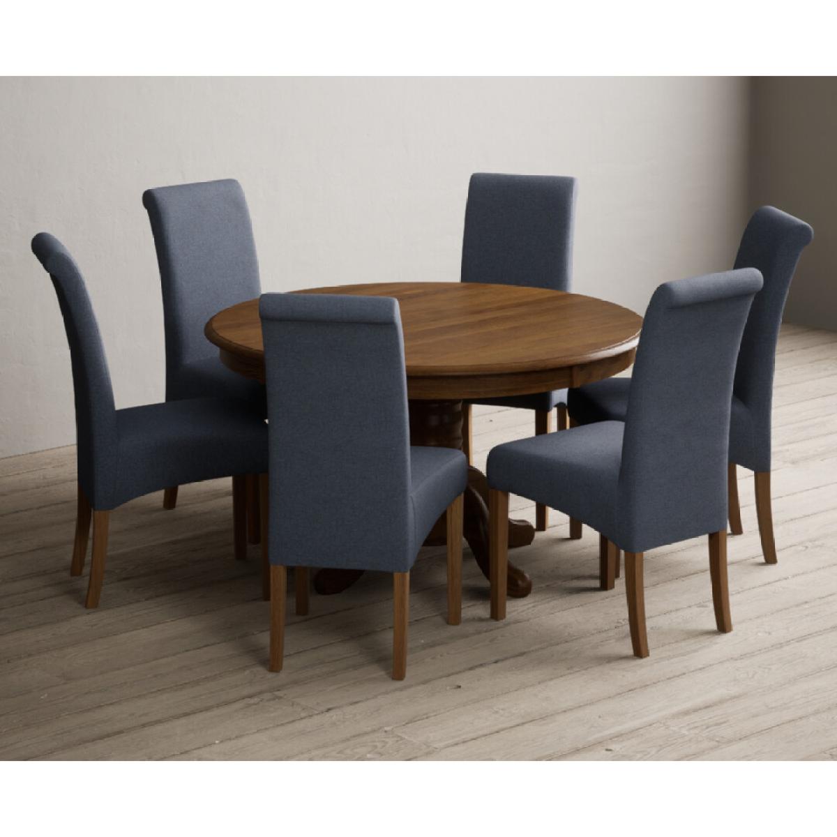 Hertford 120cm Fixed Top Rustic Oak Dining Table with 4 Natural Scroll Back Chairs – image 15