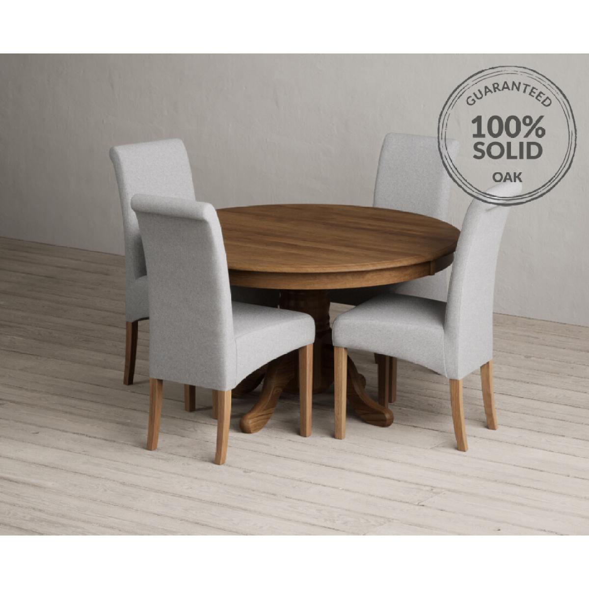 Hertford 120cm Fixed Top Rustic Oak Dining Table with 4 Natural Scroll Back Chairs – image 17