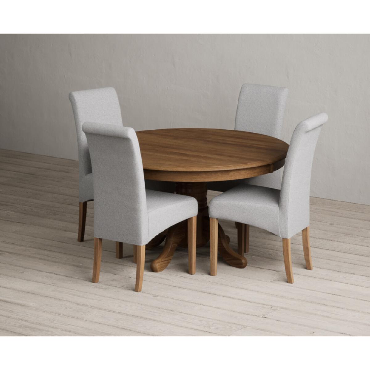 Hertford 120cm Fixed Top Rustic Oak Dining Table with 4 Natural Scroll Back Chairs – image 18
