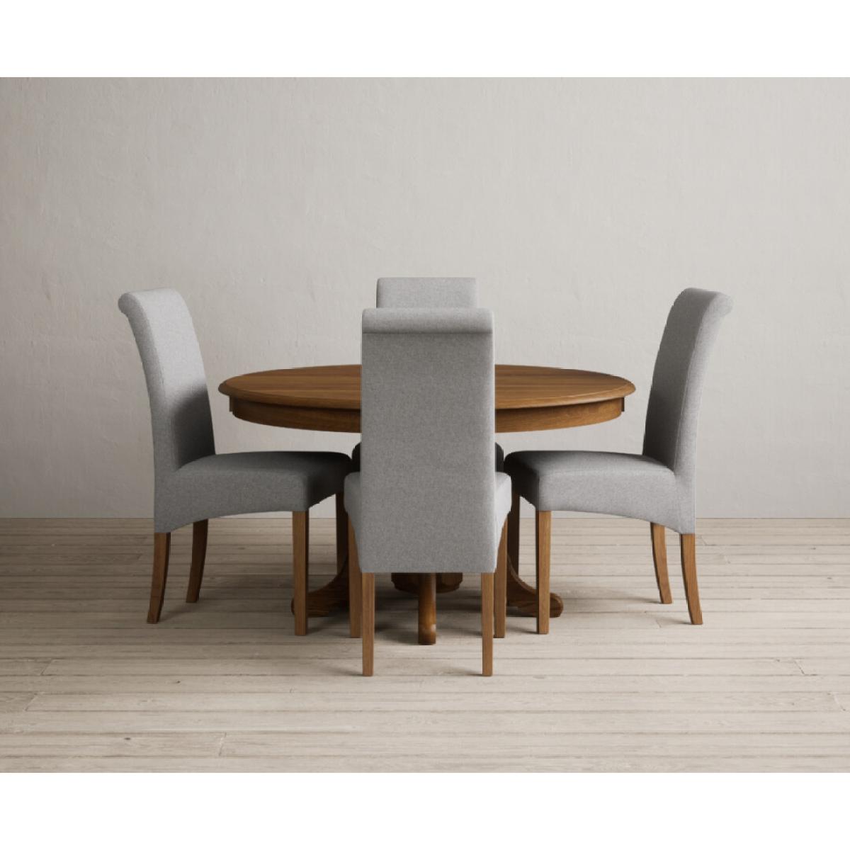 Hertford 120cm Fixed Top Rustic Oak Dining Table with 4 Natural Scroll Back Chairs – image 19