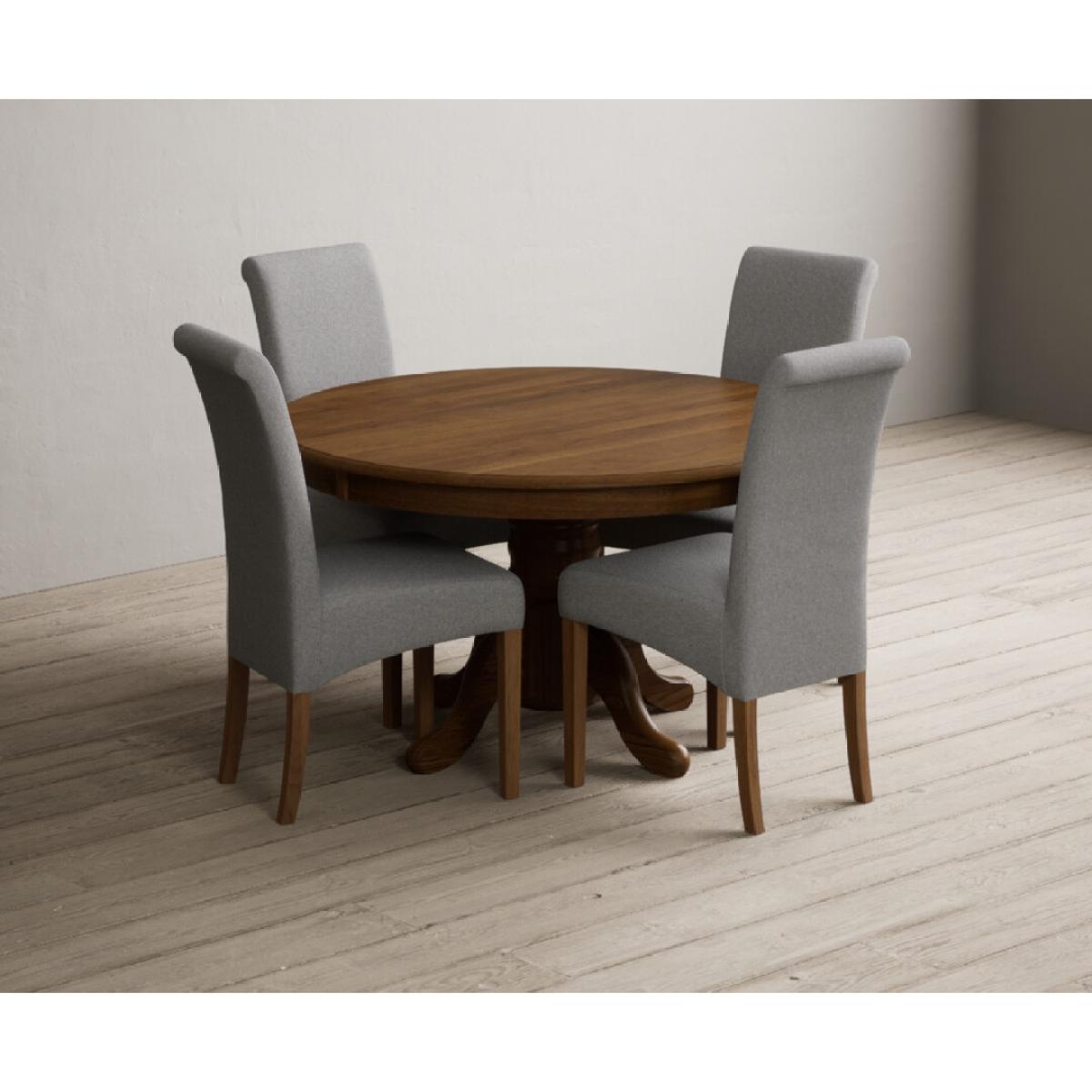 Hertford 120cm Fixed Top Rustic Oak Dining Table with 4 Natural Scroll Back Chairs – image 20