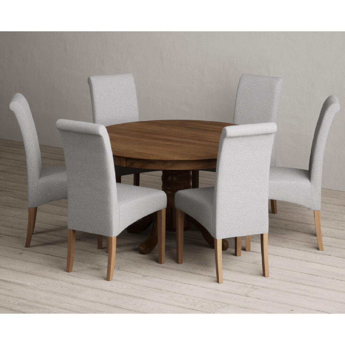 Hertford 120cm Fixed Top Rustic Oak Dining Table with 4 Natural Scroll Back Chairs – image 21