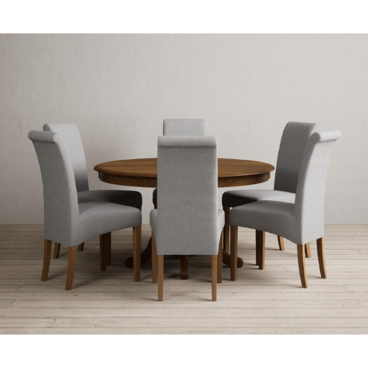 Hertford 120cm Fixed Top Rustic Oak Dining Table with 4 Natural Scroll Back Chairs – image 22