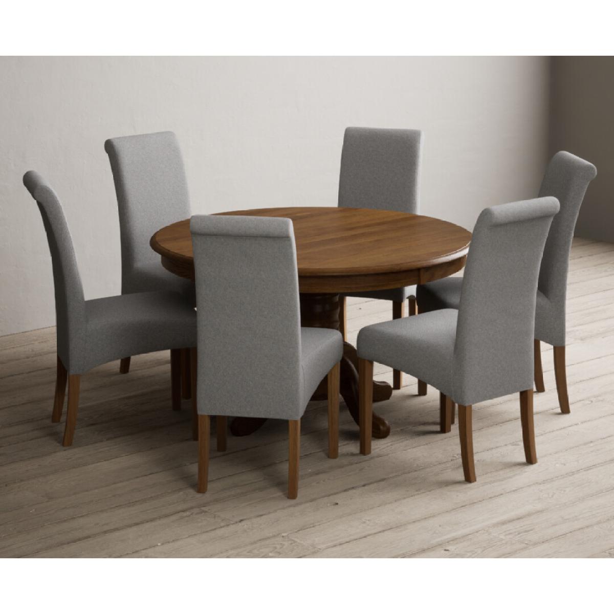 Hertford 120cm Fixed Top Rustic Oak Dining Table with 4 Natural Scroll Back Chairs – image 23