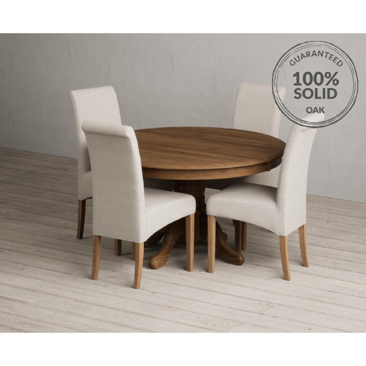 Hertford 120cm Fixed Top Rustic Oak Dining Table with 4 Natural Scroll Back Chairs – image 25