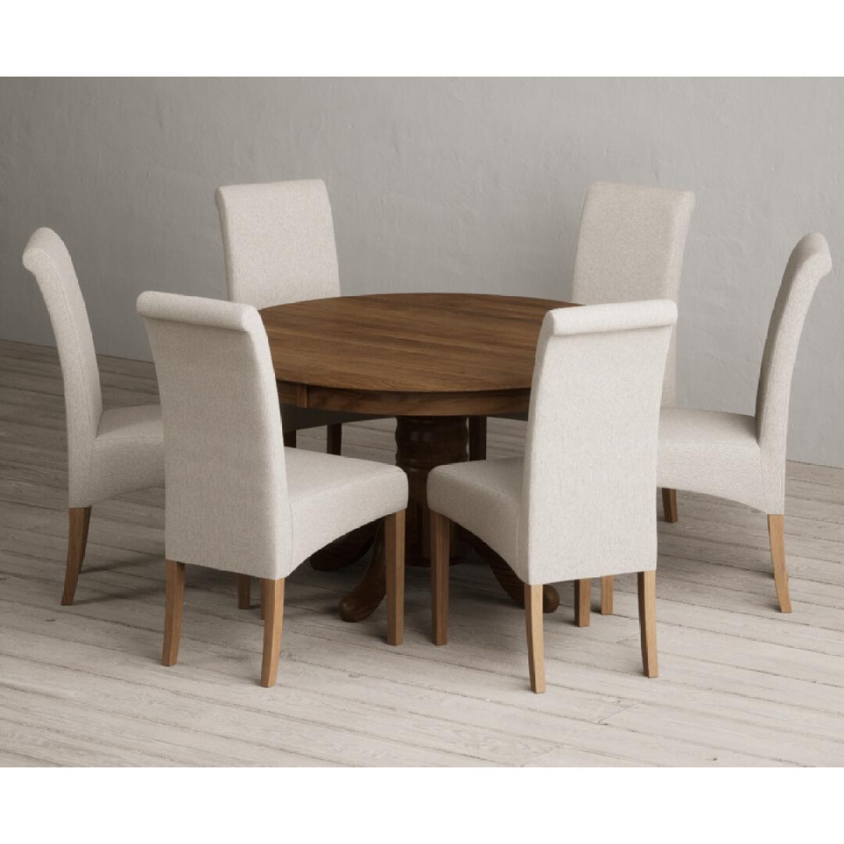 Hertford 120cm Fixed Top Rustic Oak Dining Table with 4 Natural Scroll Back Chairs – image 29