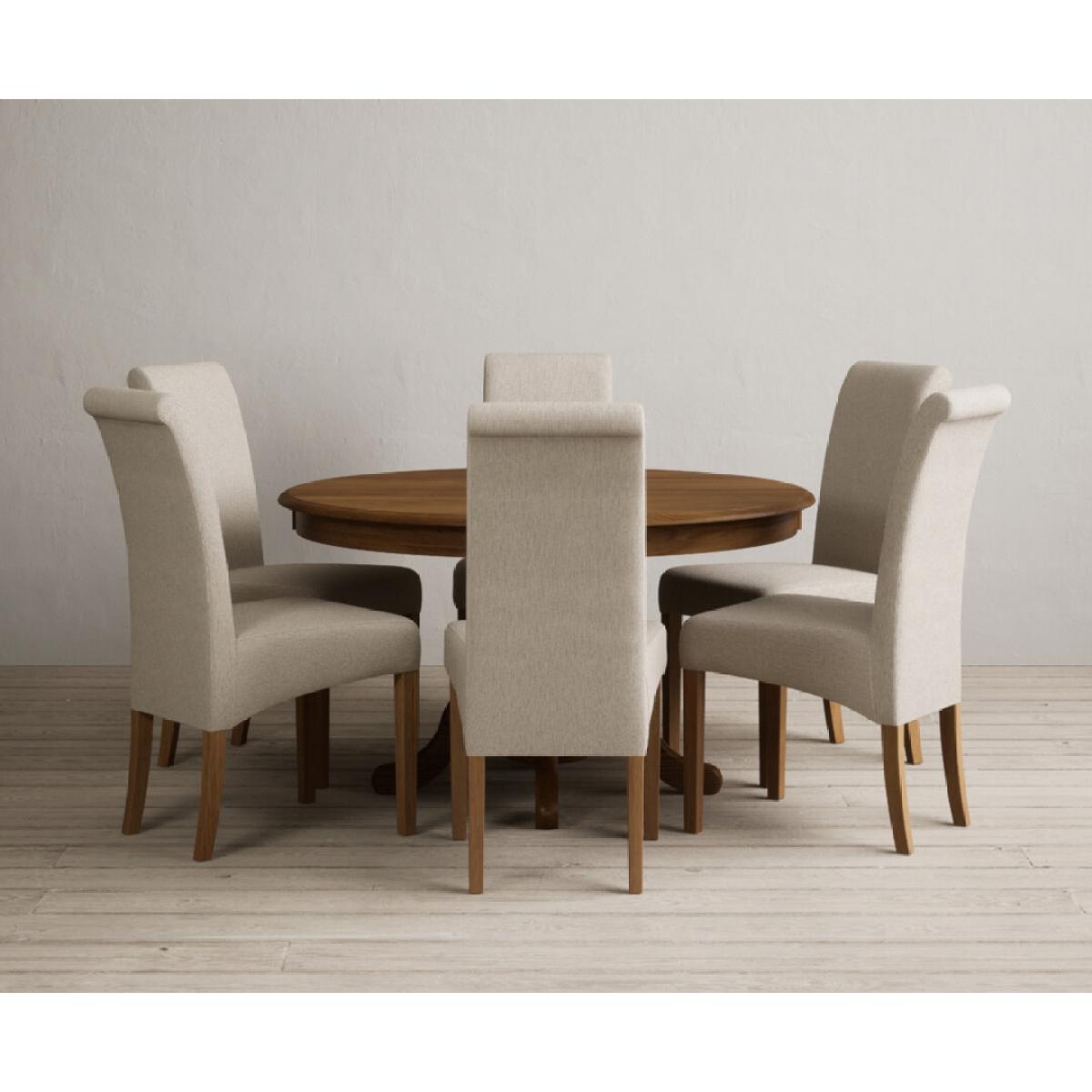 Hertford 120cm Fixed Top Rustic Oak Dining Table with 4 Natural Scroll Back Chairs – image 30