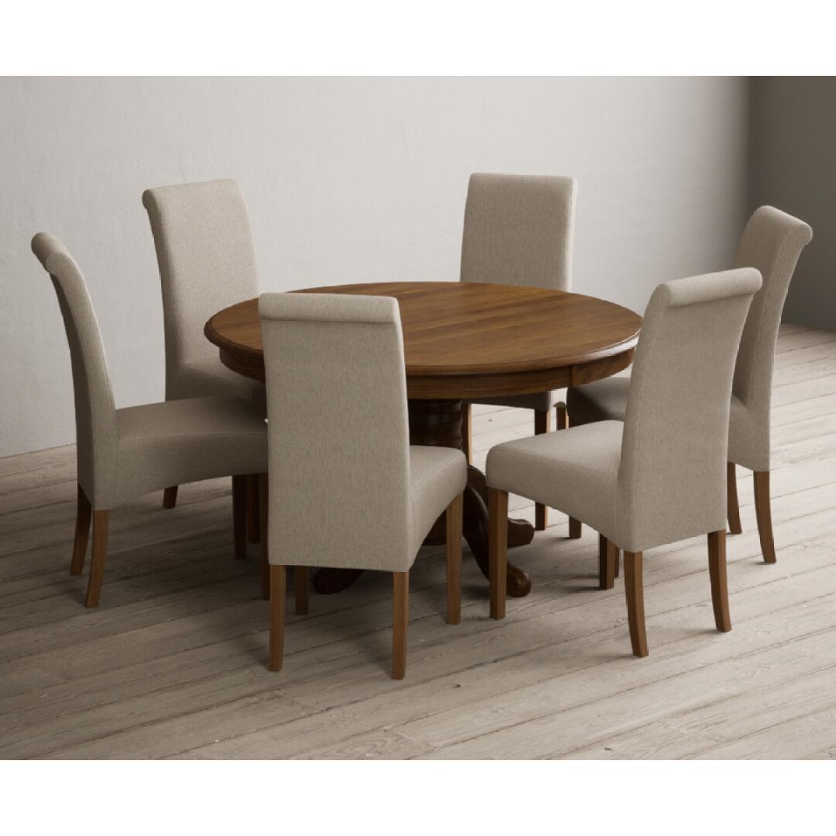 Hertford 120cm Fixed Top Rustic Oak Dining Table with 4 Natural Scroll Back Chairs – image 31