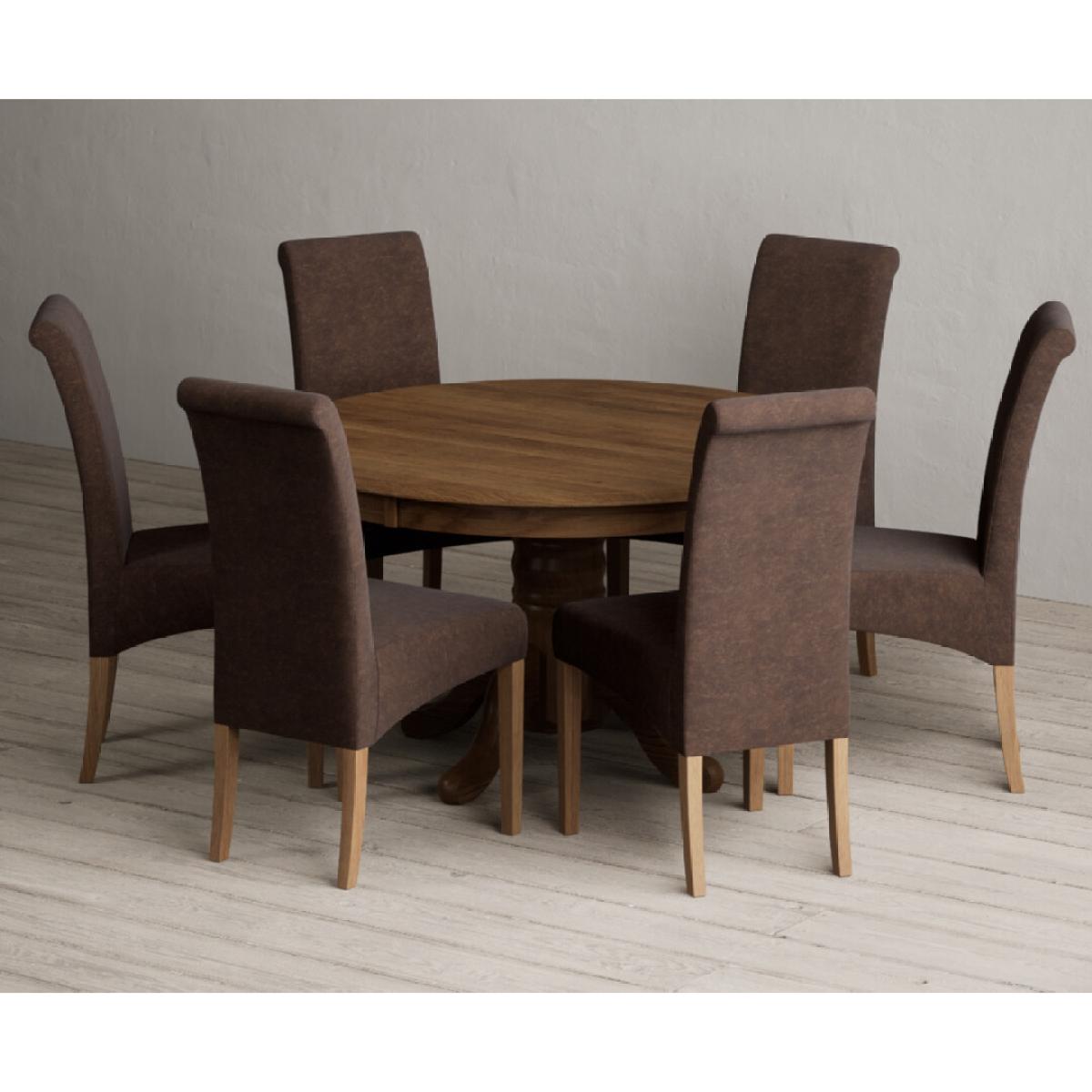 Hertford 120cm Fixed Top Rustic Oak Dining Table with 4 Natural Scroll Back Chairs – image 37