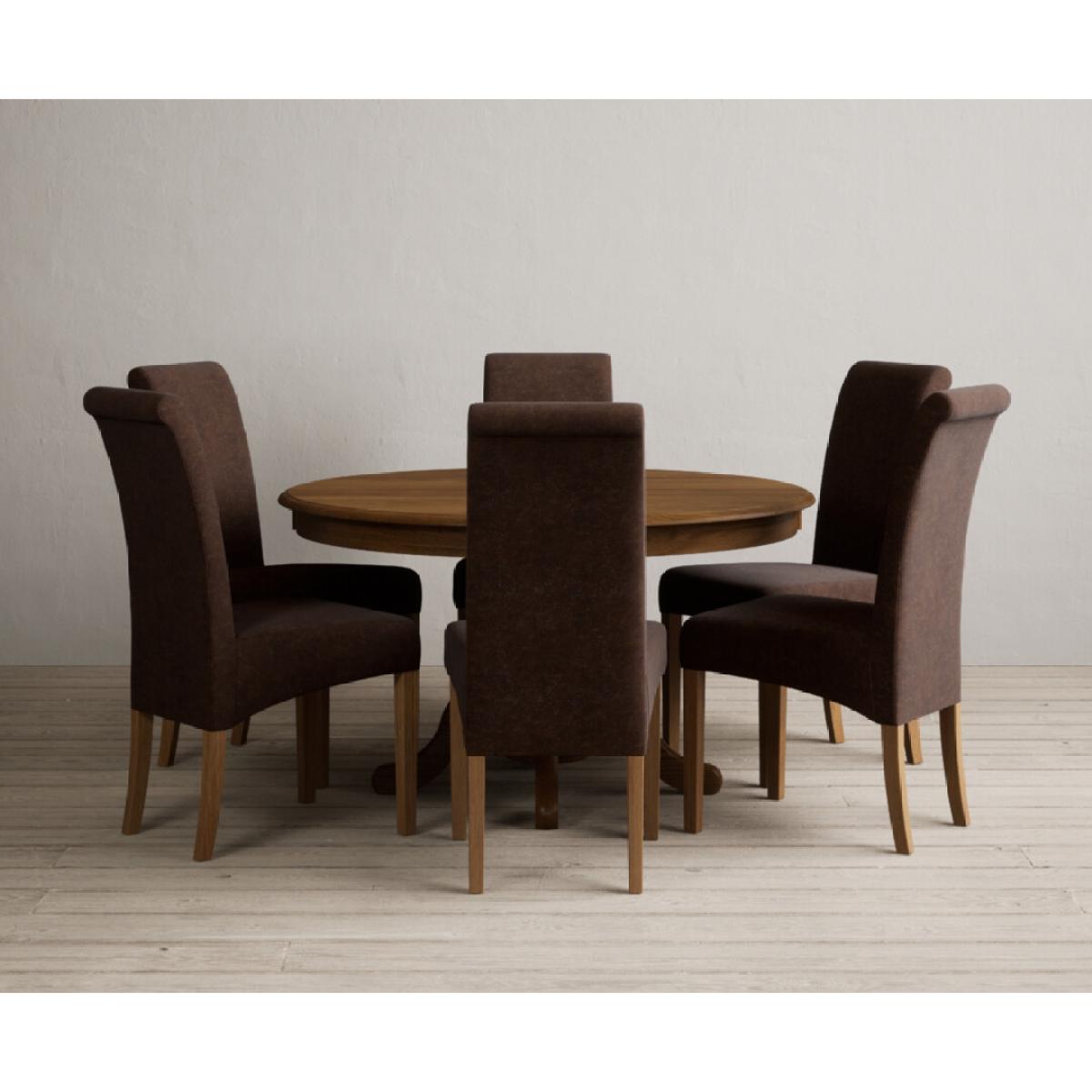 Hertford 120cm Fixed Top Rustic Oak Dining Table with 4 Natural Scroll Back Chairs – image 38
