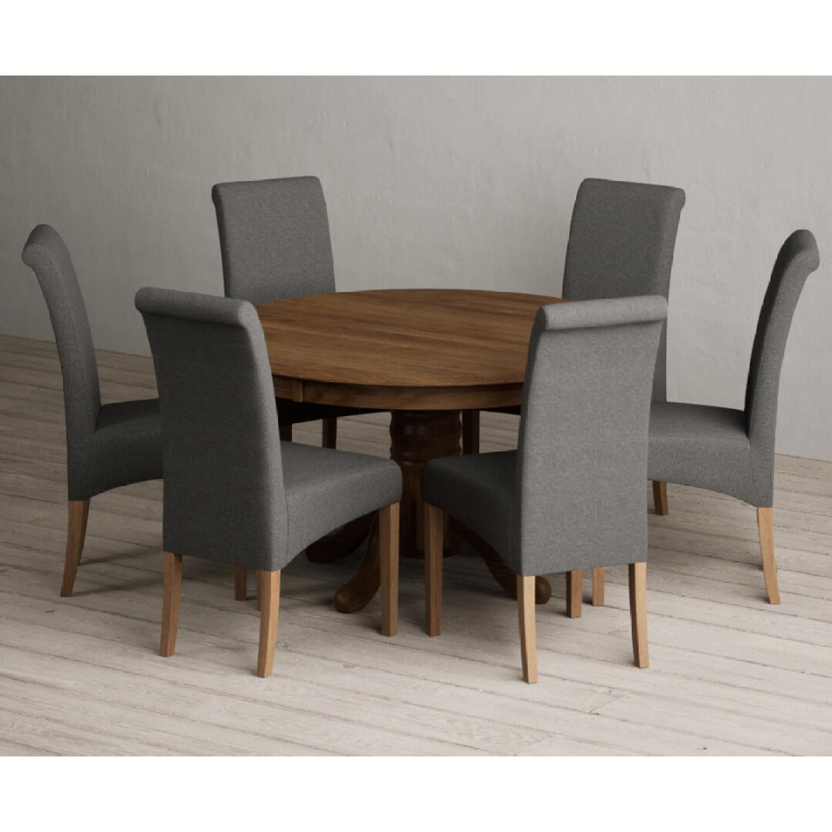 Hertford 120cm Fixed Top Rustic Oak Dining Table with 4 Natural Scroll Back Chairs – image 5