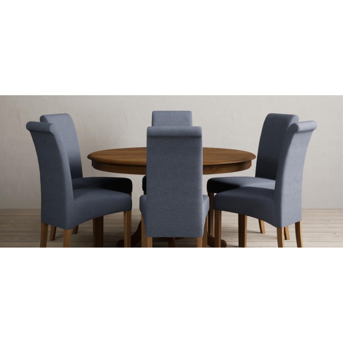 Hertford 120cm Fixed Top Rustic Oak Dining Table with 4 Natural Scroll Back Chairs – image 44