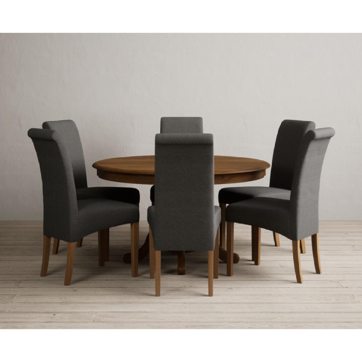 Hertford 120cm Fixed Top Rustic Oak Dining Table with 4 Natural Scroll Back Chairs – image 6