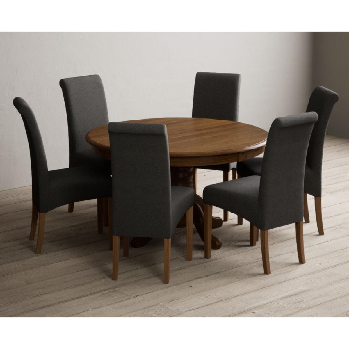 Hertford 120cm Fixed Top Rustic Oak Dining Table with 4 Natural Scroll Back Chairs – image 7