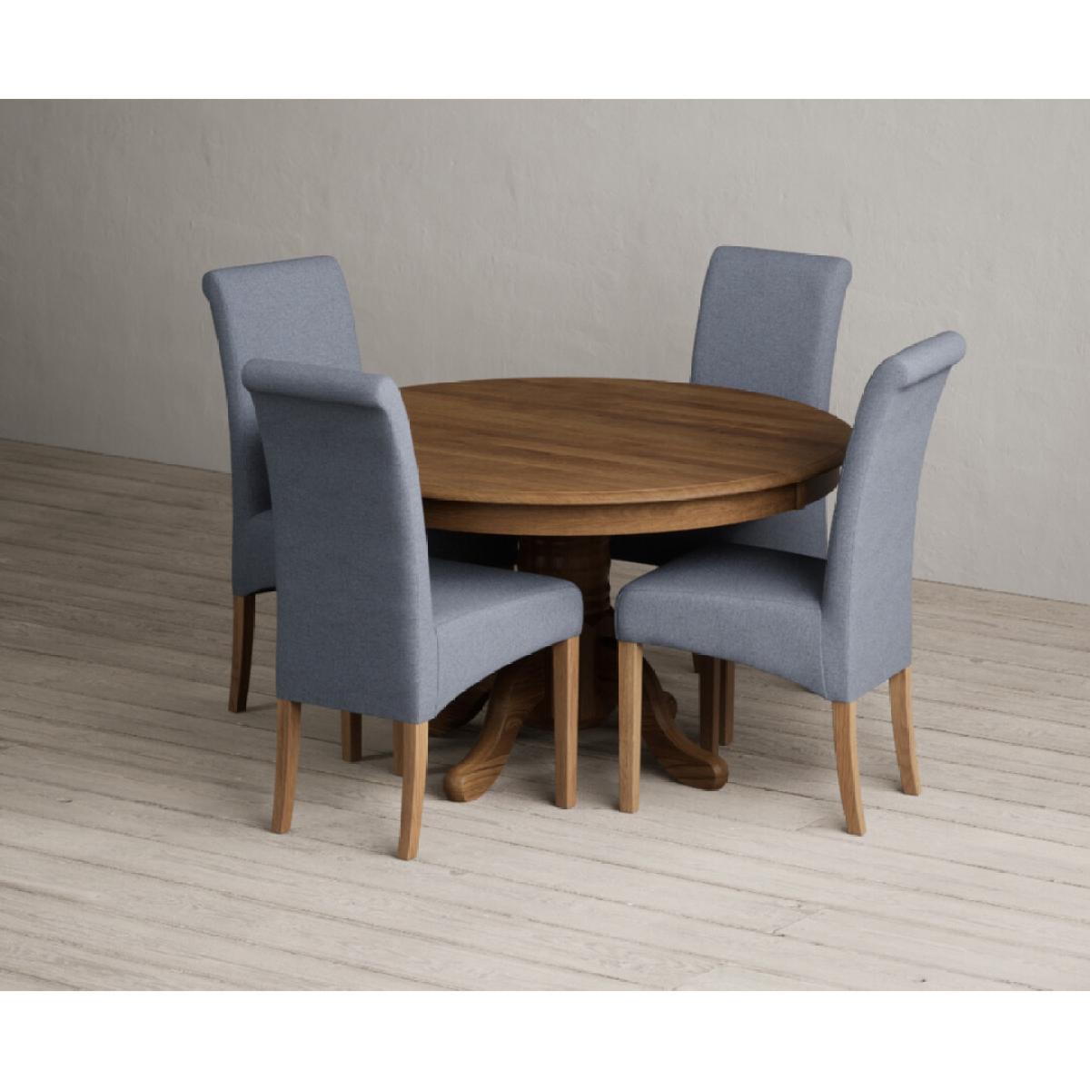 Hertford 120cm Fixed Top Rustic Oak Dining Table with 4 Natural Scroll Back Chairs – image 10