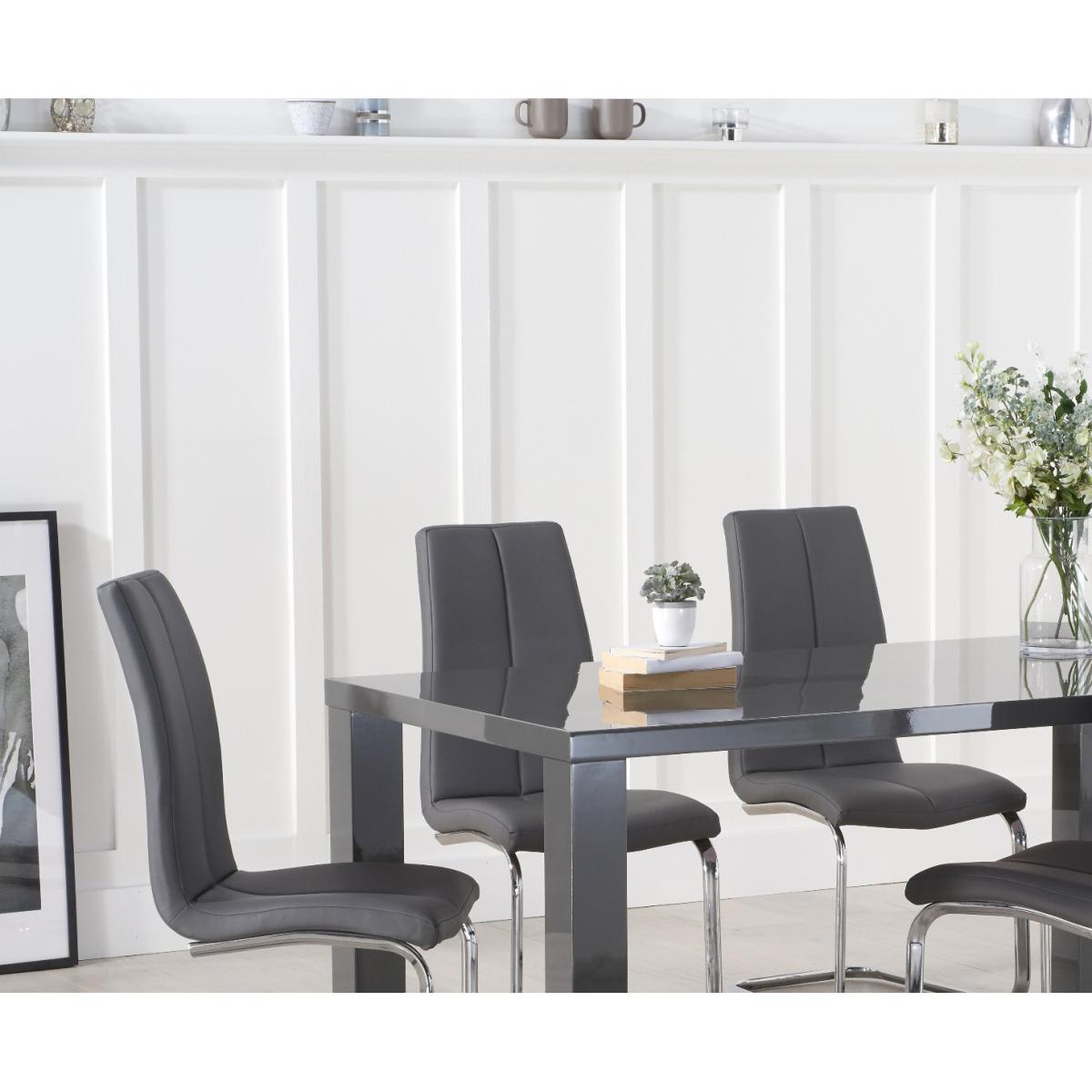 Seattle 160cm Dark Grey High Gloss Dining Table with 4 Grey Gianni Chairs – image 2