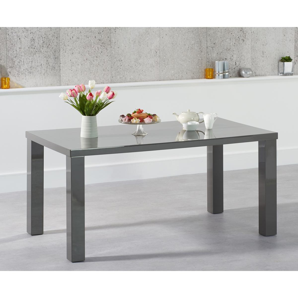 Seattle 160cm Dark Grey High Gloss Dining Table with 4 Grey Gianni Chairs – image 13