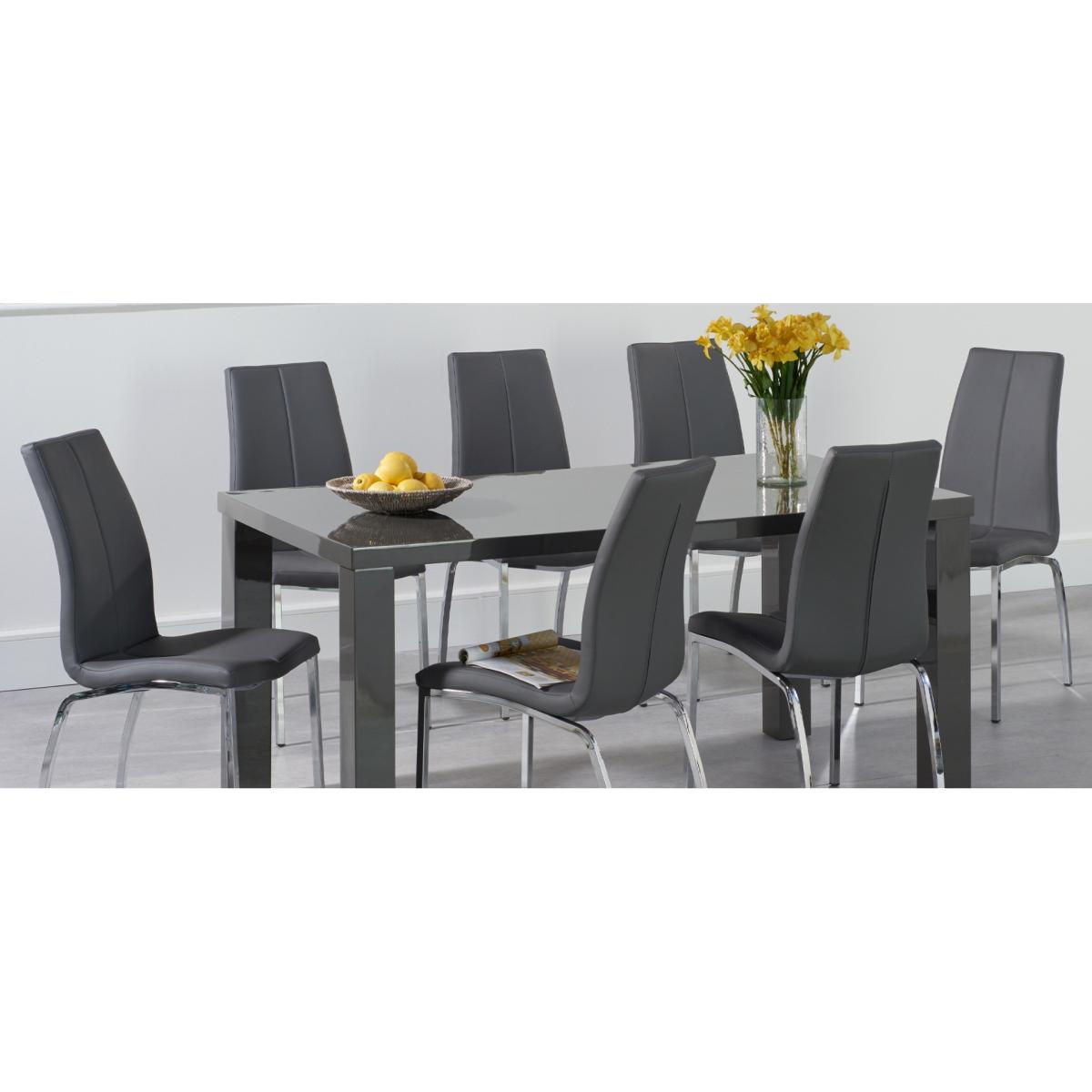 Seattle 160cm Dark Grey High Gloss Dining Table with 4 Grey Gianni Chairs – image 14