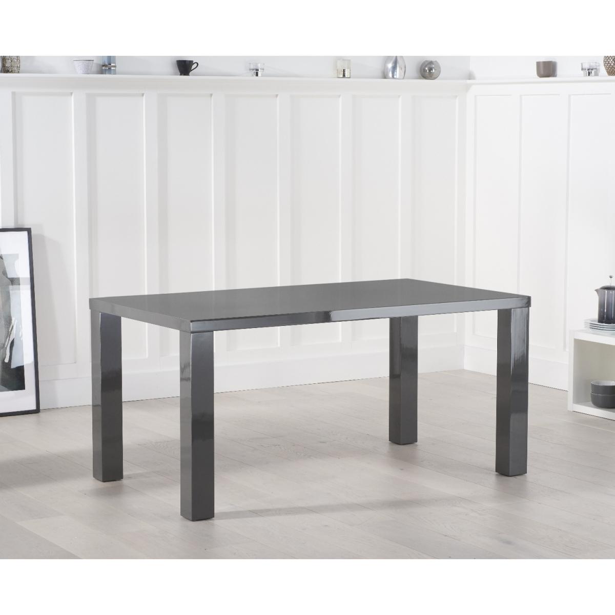 Seattle 160cm Dark Grey High Gloss Dining Table with 4 Grey Gianni Chairs – image 4