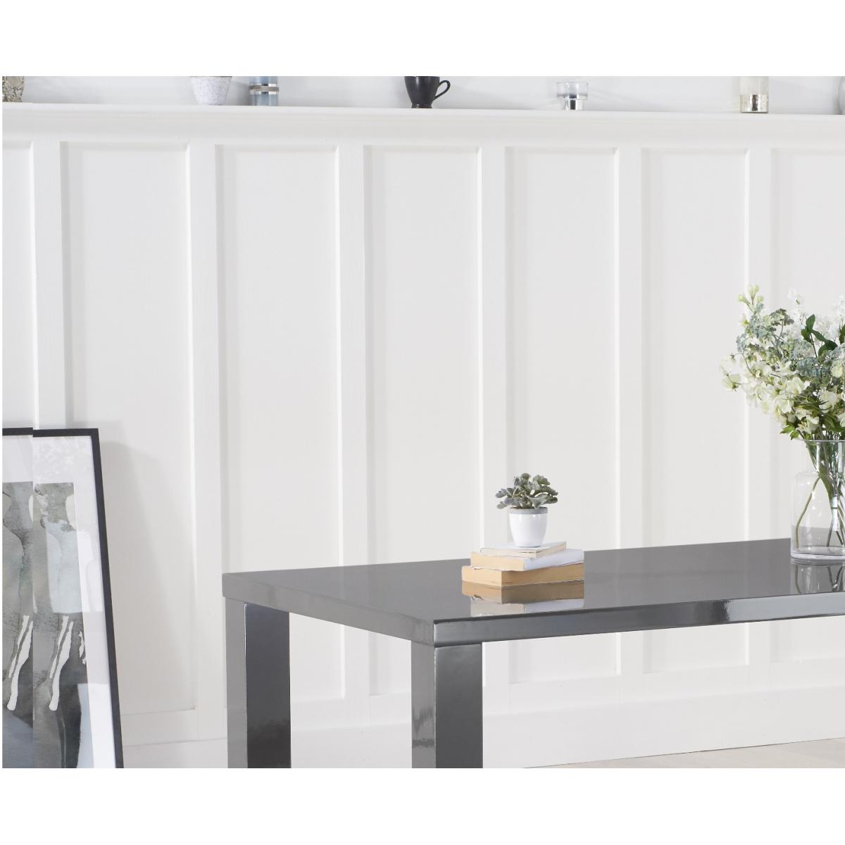 Seattle 160cm Dark Grey High Gloss Dining Table with 4 Grey Gianni Chairs – image 5