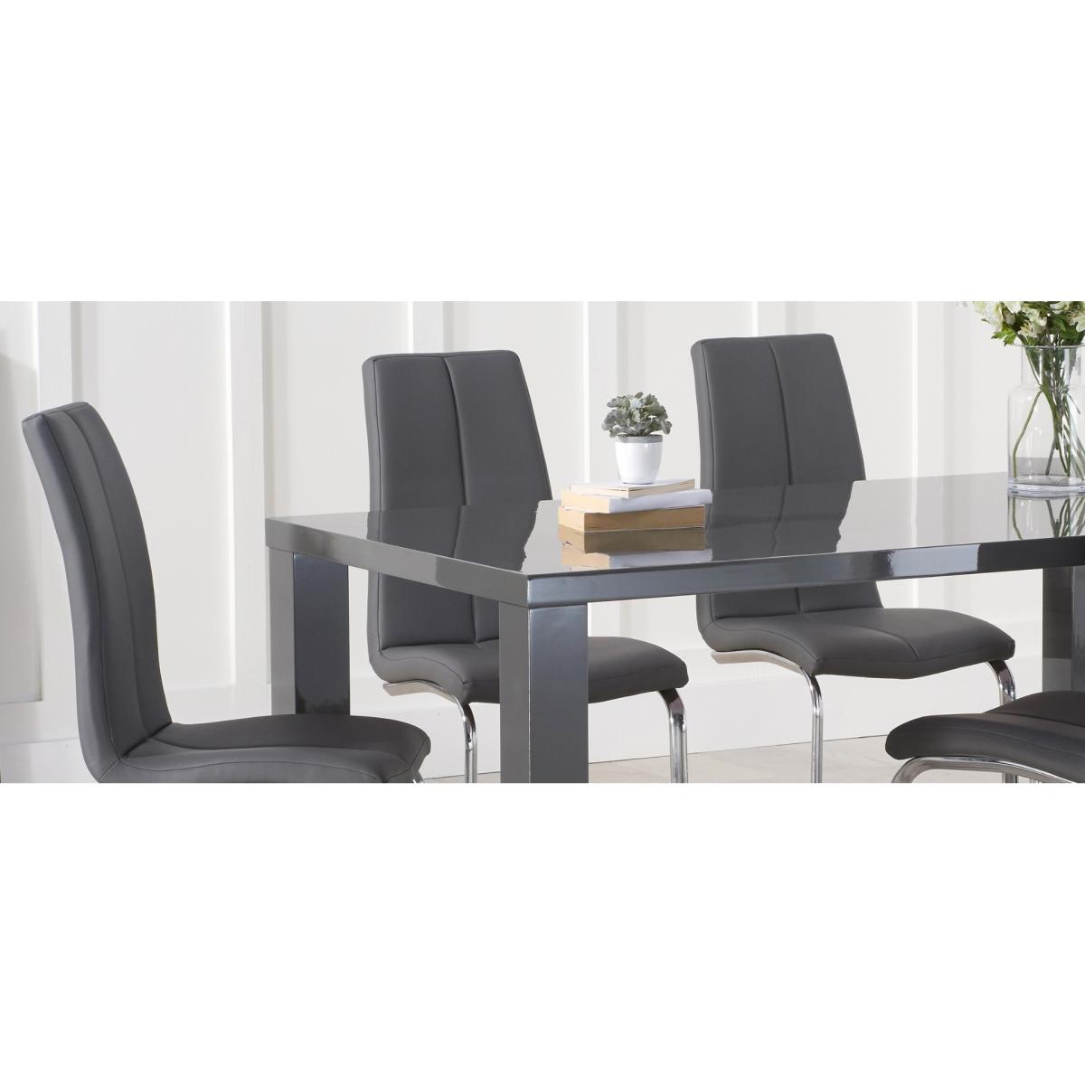 Seattle 160cm Dark Grey High Gloss Dining Table with 4 Grey Gianni Chairs – image 9