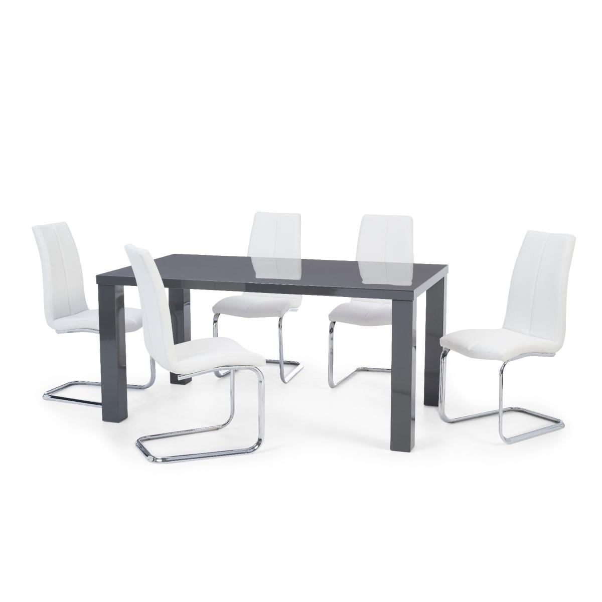 Seattle 160cm Dark Grey High Gloss Dining Table with 4 Grey Gianni Chairs – image 10