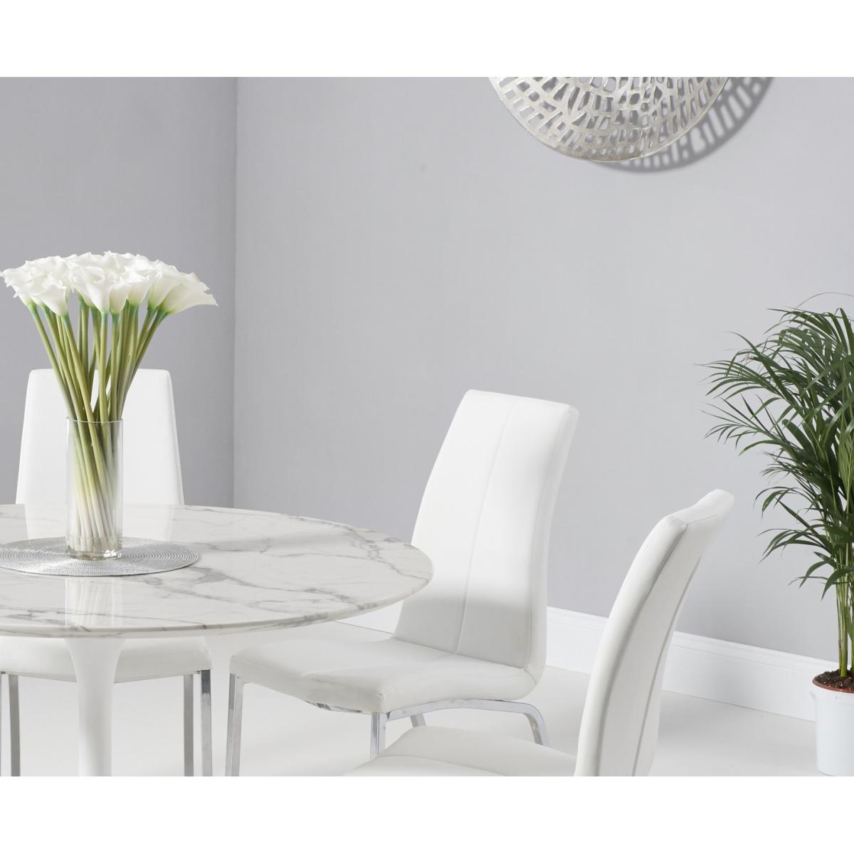 Brighton 120cm Round White Marble Dining Table With 4 Black Cavello Dining Chairs – image 2