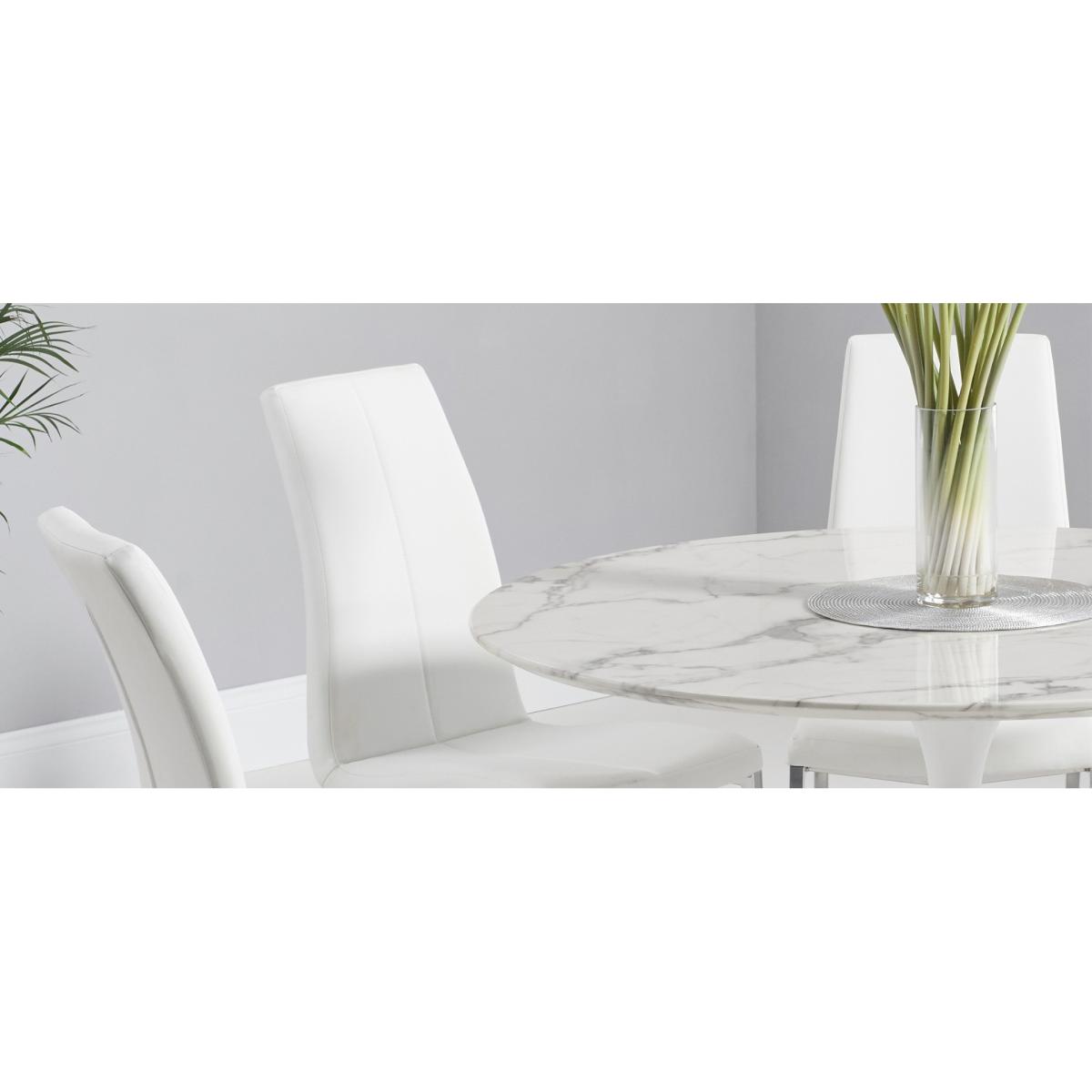 Brighton 120cm Round White Marble Dining Table With 4 Black Cavello Dining Chairs – image 9