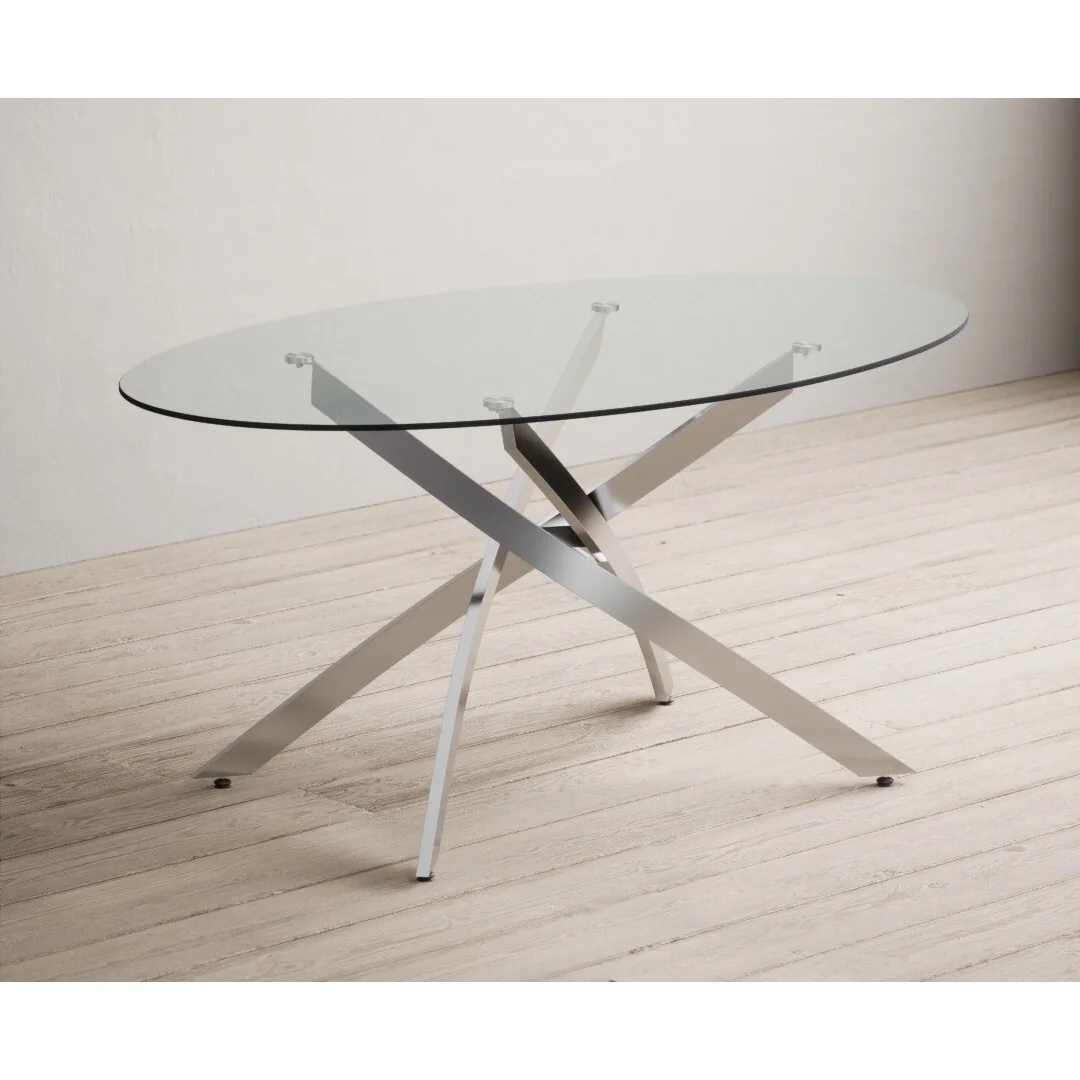 Bernini 165cm Oval Glass Dining Table with 6 Black Marco Chairs – image 2