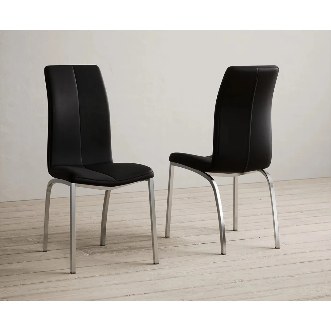 Bernini 165cm Oval Glass Dining Table with 6 Black Marco Chairs – image 3