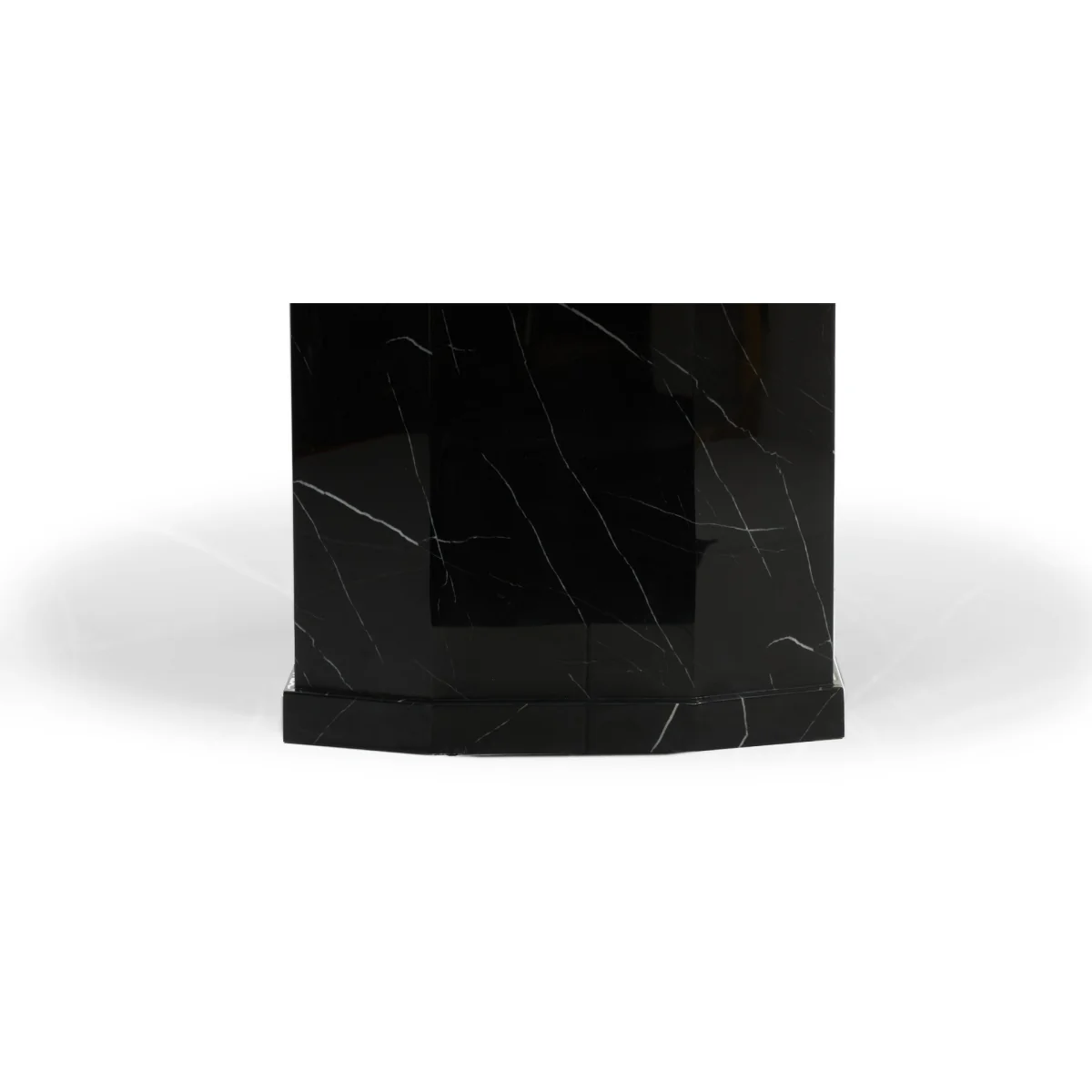 Carvelle 160cm Black Pedestal Marble Dining Table with 4 Grey Francesca Chairs – image 6