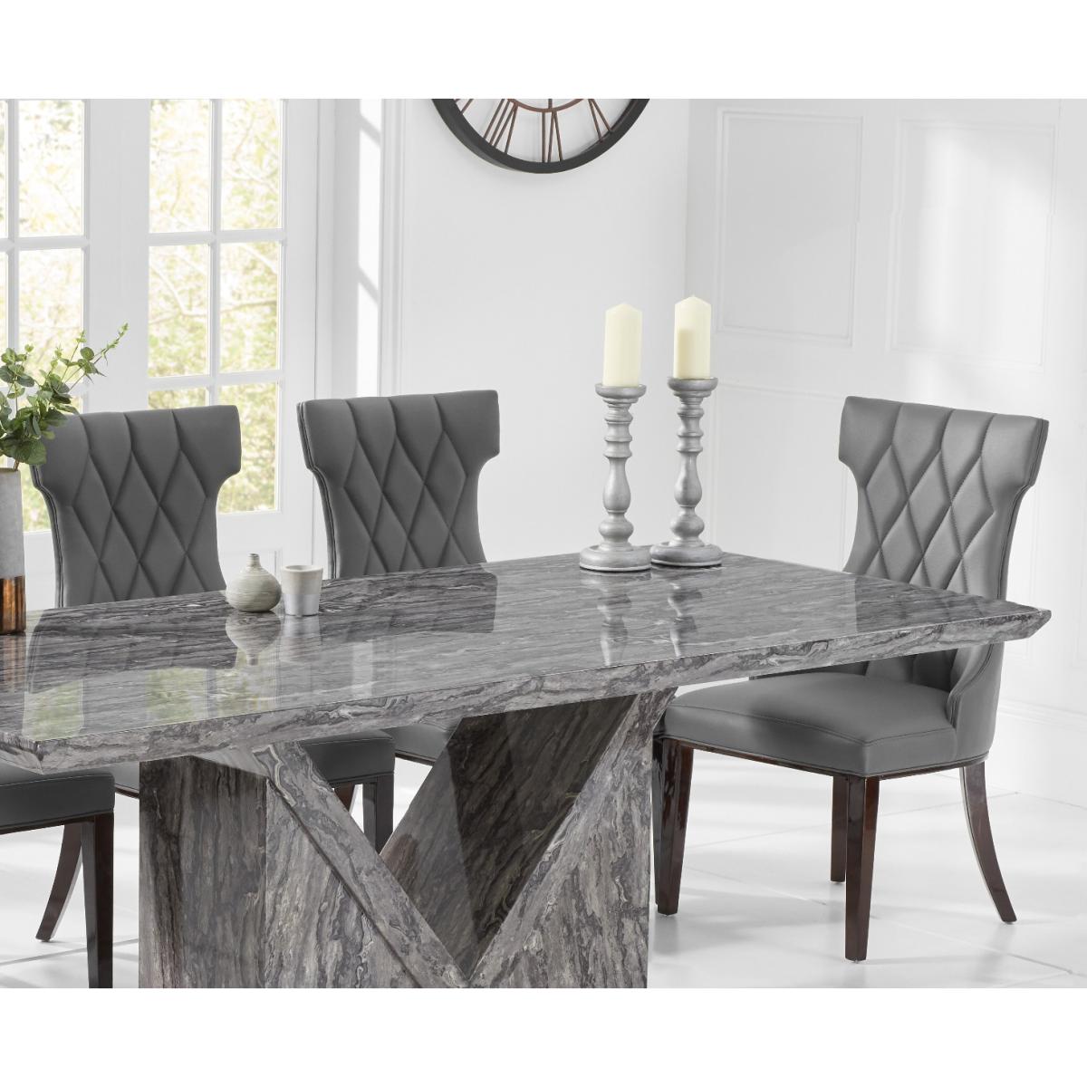 Mocha 220cm Grey Marble Dining Table With 8 Grey Sophia Chairs – image 2