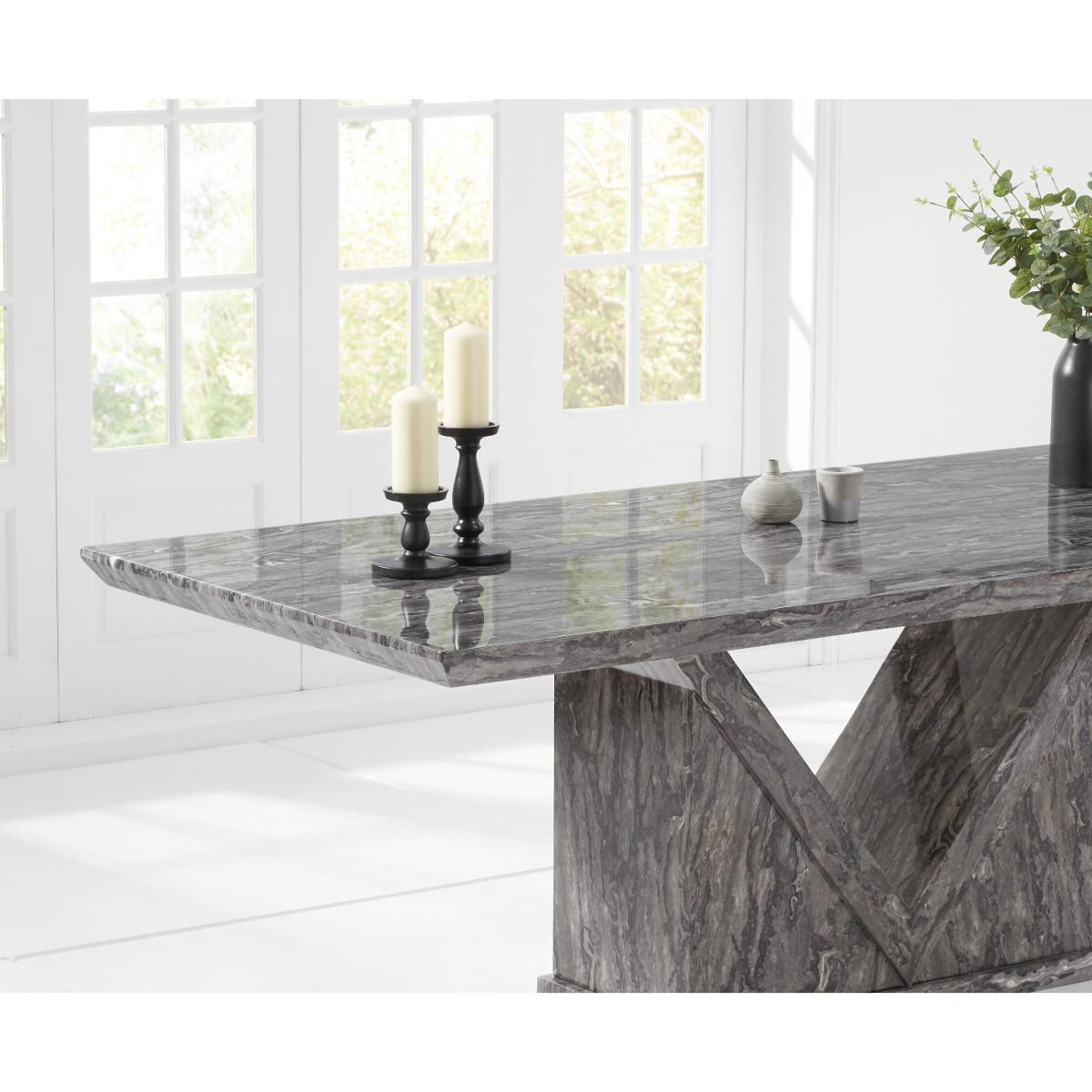 Mocha 220cm Grey Marble Dining Table With 8 Grey Sophia Chairs – image 14