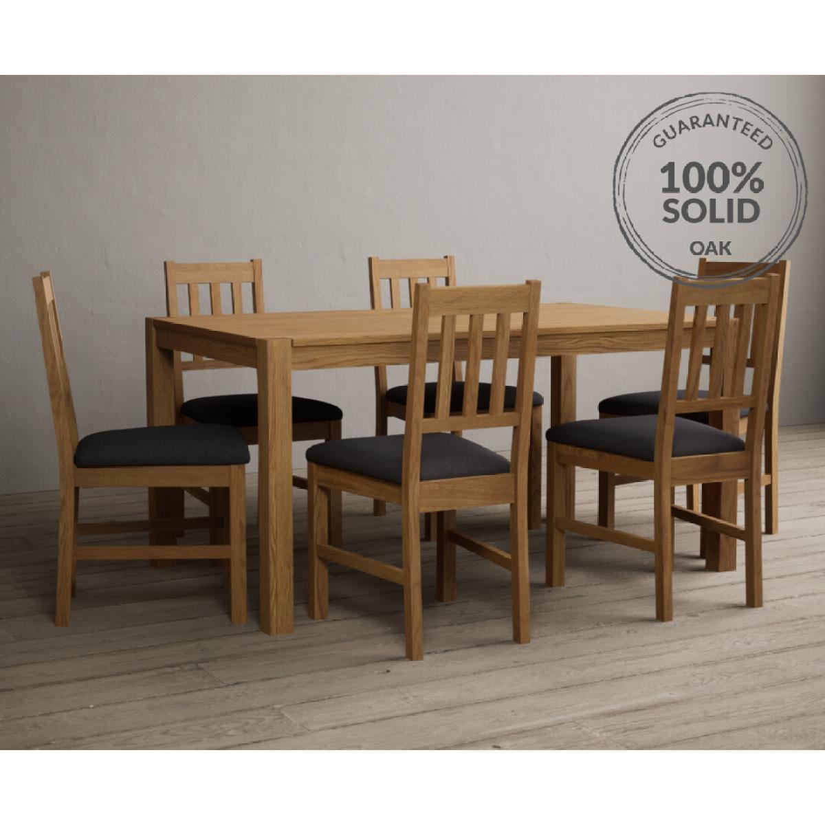 York 150cm Solid Oak Dining Table With 6 Linen York Chairs – image 2