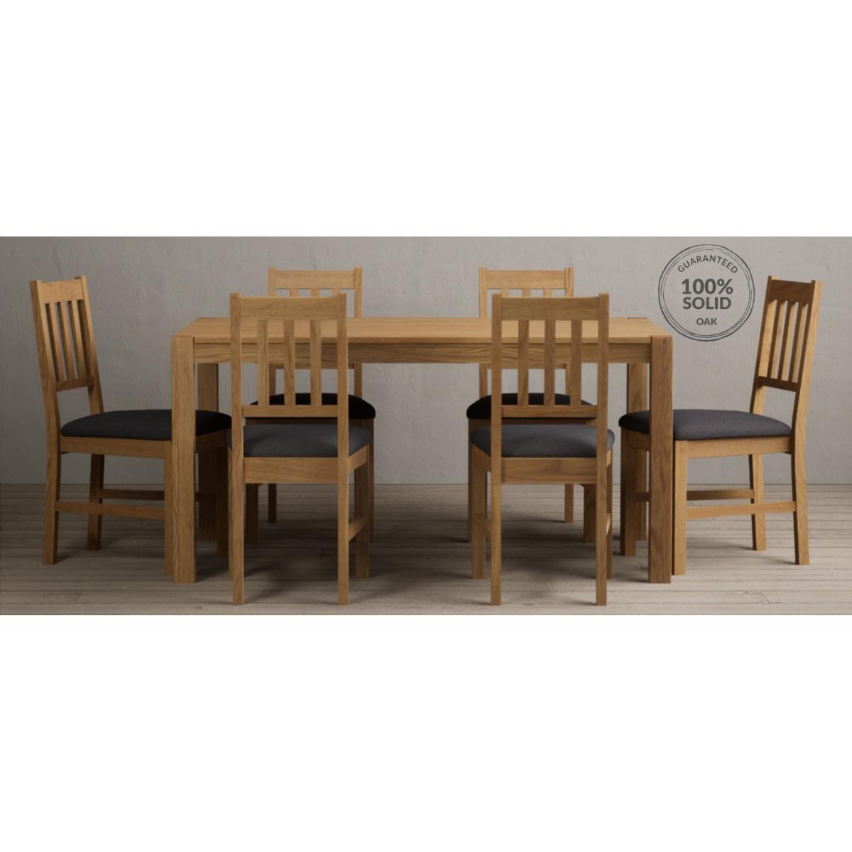 York 150cm Solid Oak Dining Table With 6 Linen York Chairs – image 14
