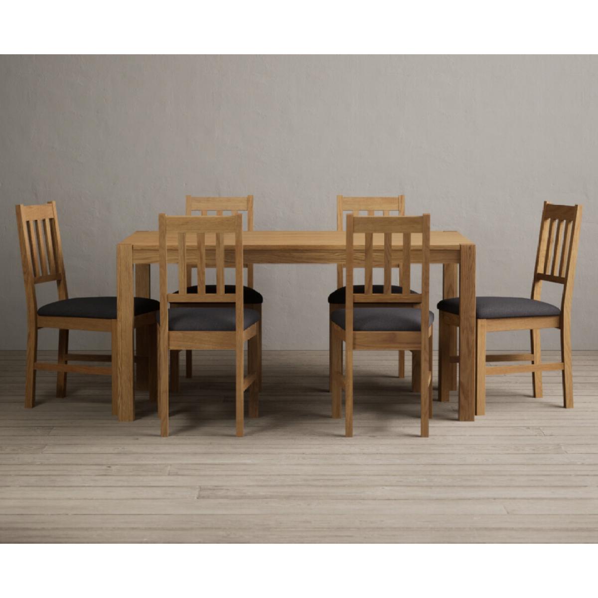 York 150cm Solid Oak Dining Table With 6 Linen York Chairs – image 3